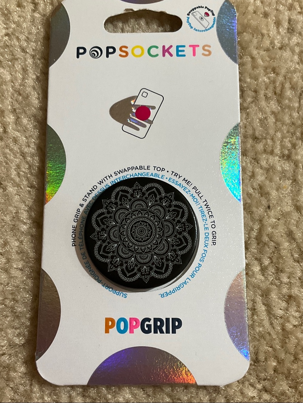 PopSockets Black Mandala PopGrip Phone Grip